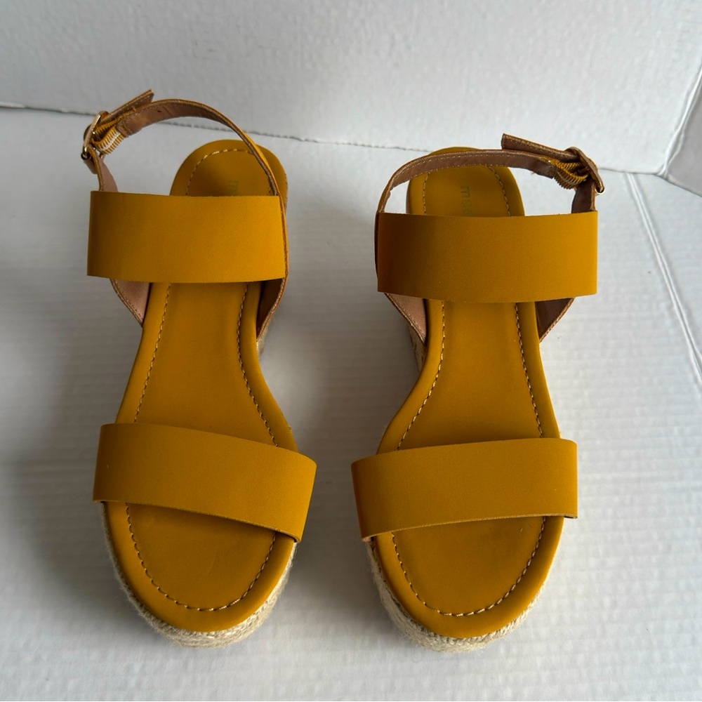 Madden Girl G-Choice mustard platform espadrille cork wedge sandals, size